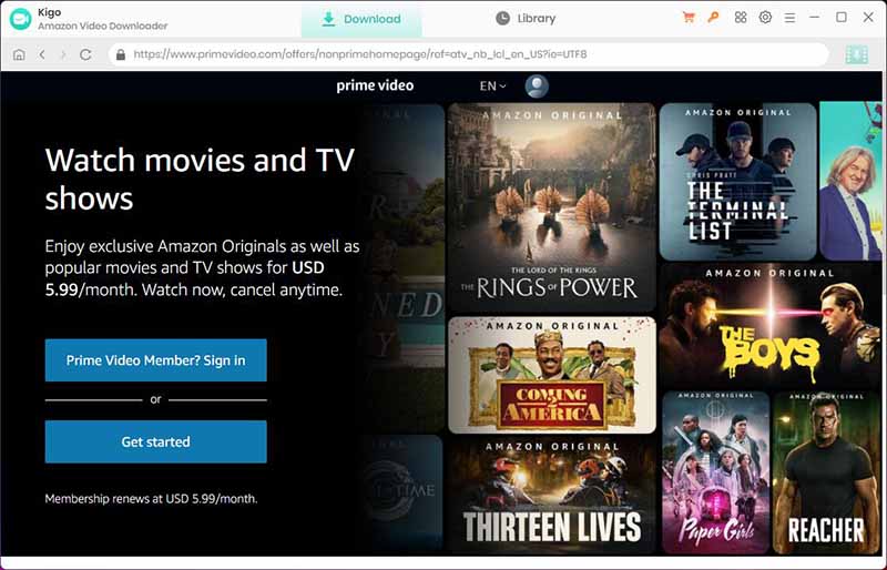 Amazon Prime Video Downloader Interface