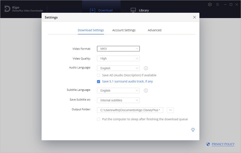 set MKV as output format