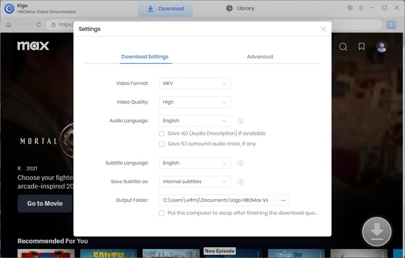 Set MKV as output format