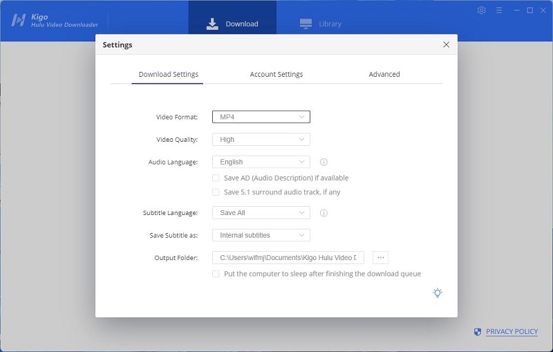 set mp4 as output format