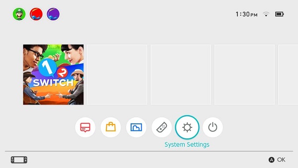 Nintendo Switch settings