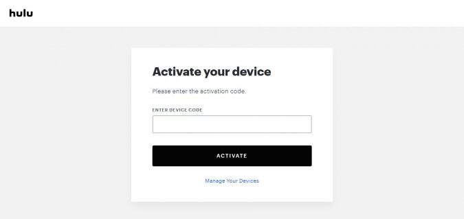 Enter the Activate Code on Hulu