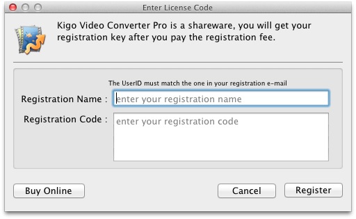 Register the software