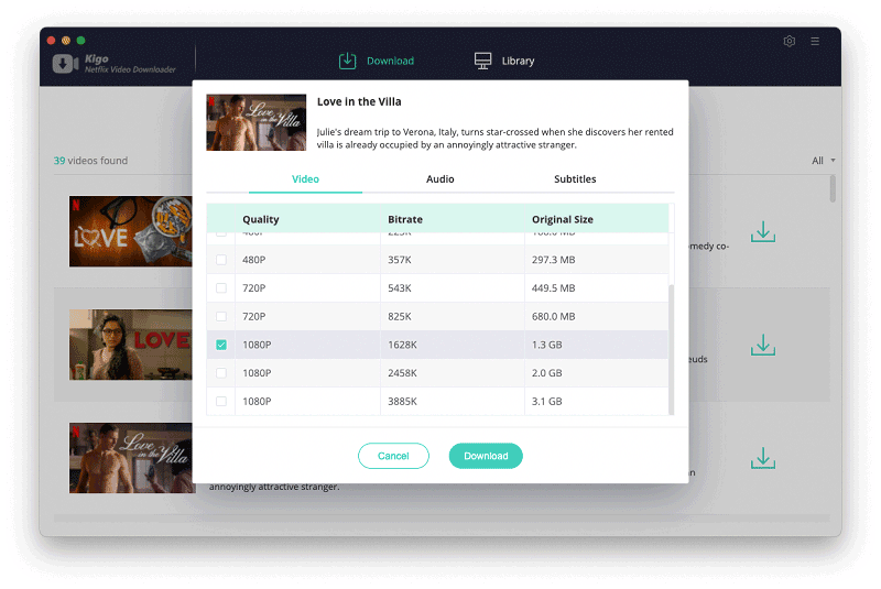 Advanced download video quality settings