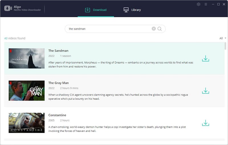 search the sandman on Kigo