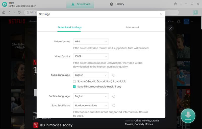 output settings
