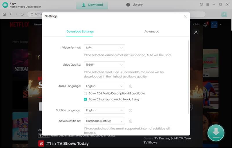 output settings