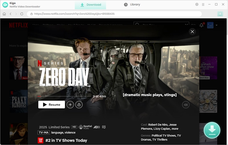 Netflix Zero Day page